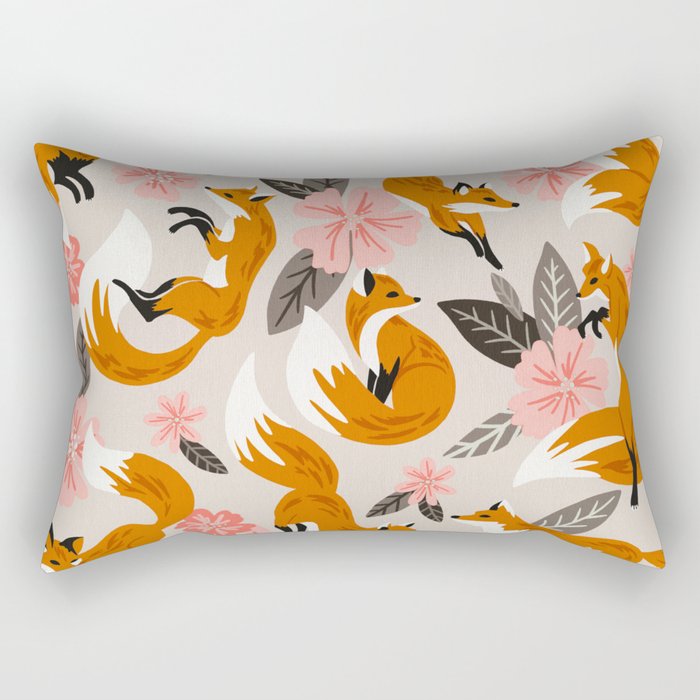 Foxes & Booms - Pink & Grey Rectangular Pillow Gallery Image 2