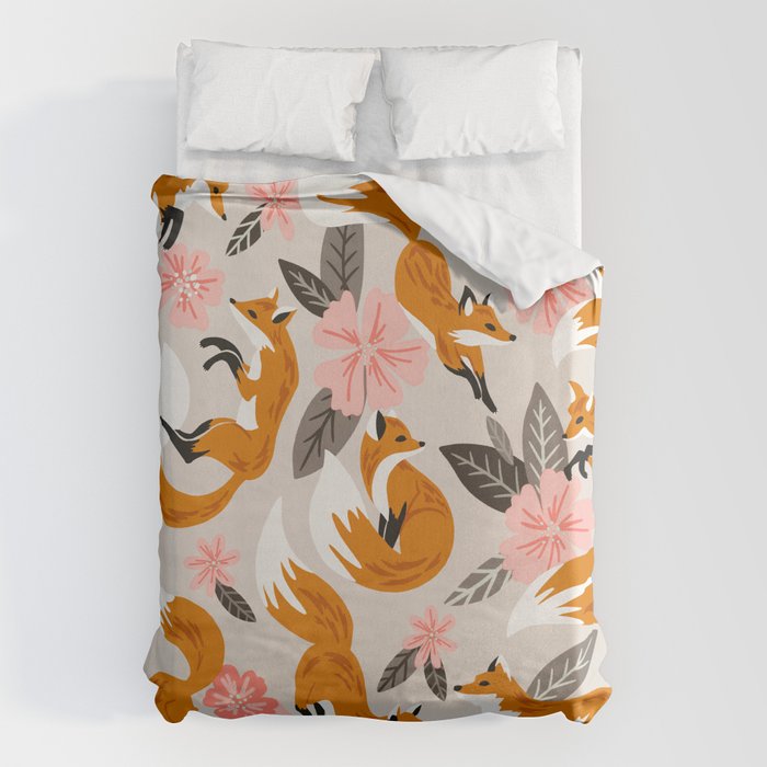 Foxes & Booms - Pink & Grey Duvet Cover Gallery Image 6