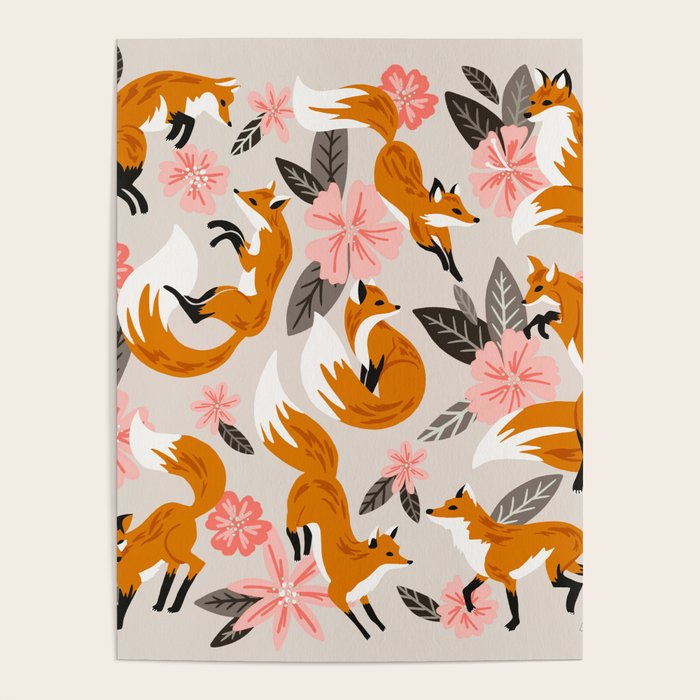 Foxes & Booms - Pink & Grey Poster Gallery Image 4