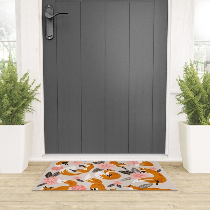 Foxes & Booms - Pink & Grey Welcome Mat Gallery Image 3