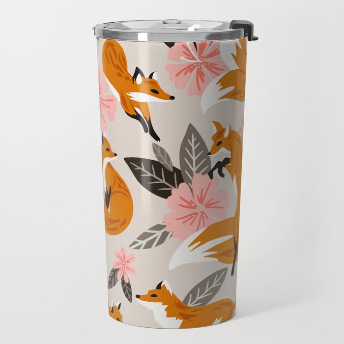 Foxes & Booms - Pink & Grey Travel Mug Gallery Image 2