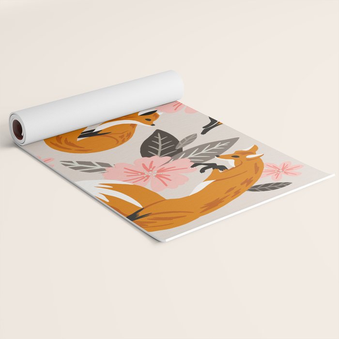 Foxes & Booms - Pink & Grey Yoga Mat Gallery Image 2