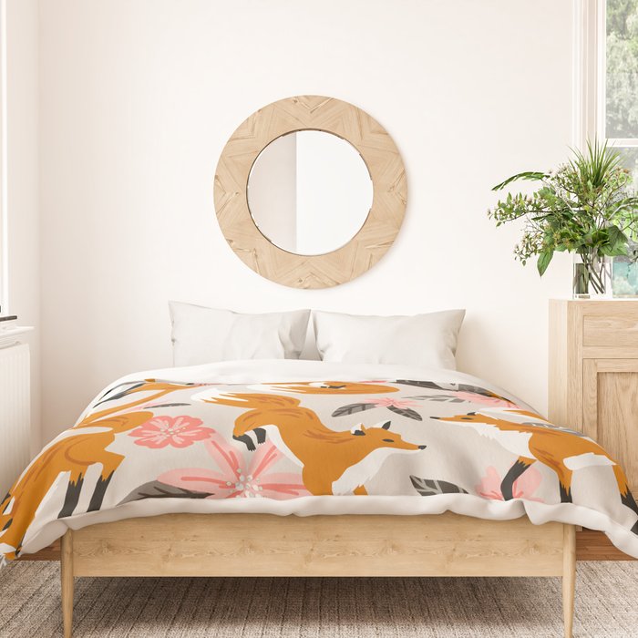 Foxes & Booms - Pink & Grey Duvet Cover Gallery Image 3