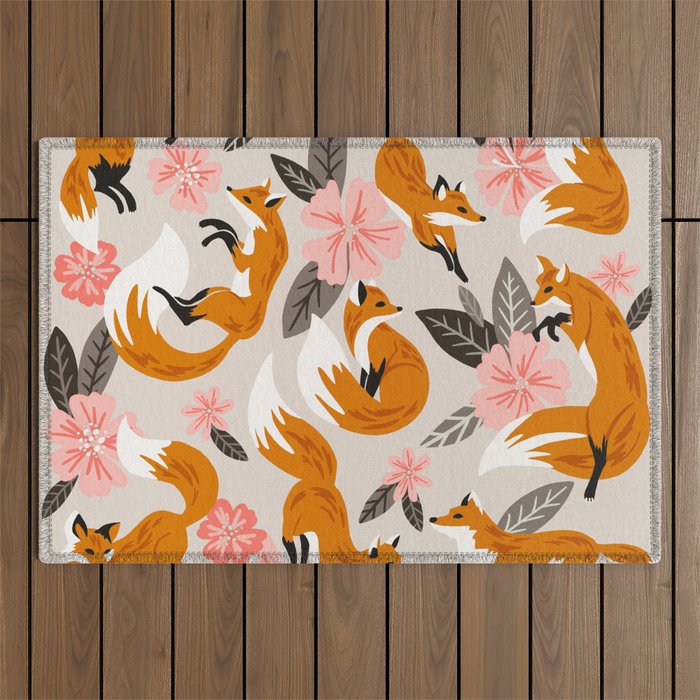 Foxes & Booms - Pink & Grey Outdoor Rug Gallery Image 1