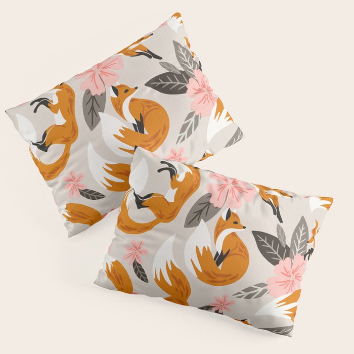 Foxes & Booms - Pink & Grey Pillow Sham Gallery Image 3