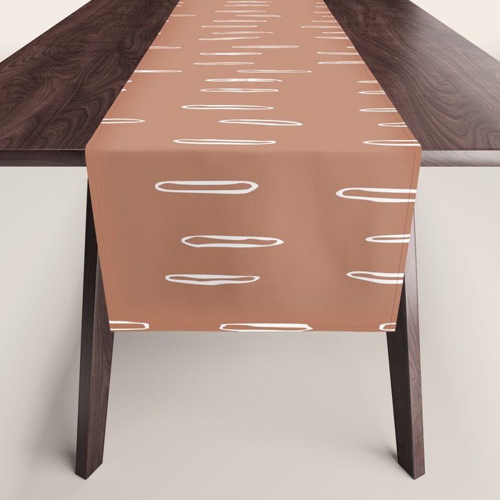 Boho Raindrops Abstract Pattern, Terracotta Table Runner Gallery Image 1