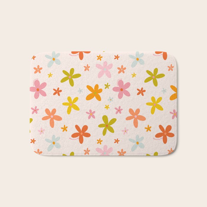 Rainbow Flower Print Bath Mat Gallery Image 1