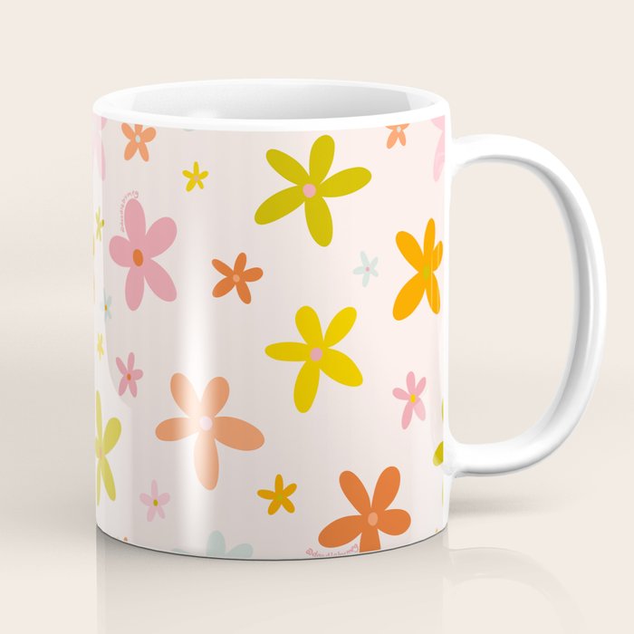 Rainbow Flower Print Coffee Mug Gallery Image 1