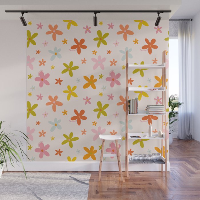 Rainbow Flower Print Wall Mural Gallery Image 1