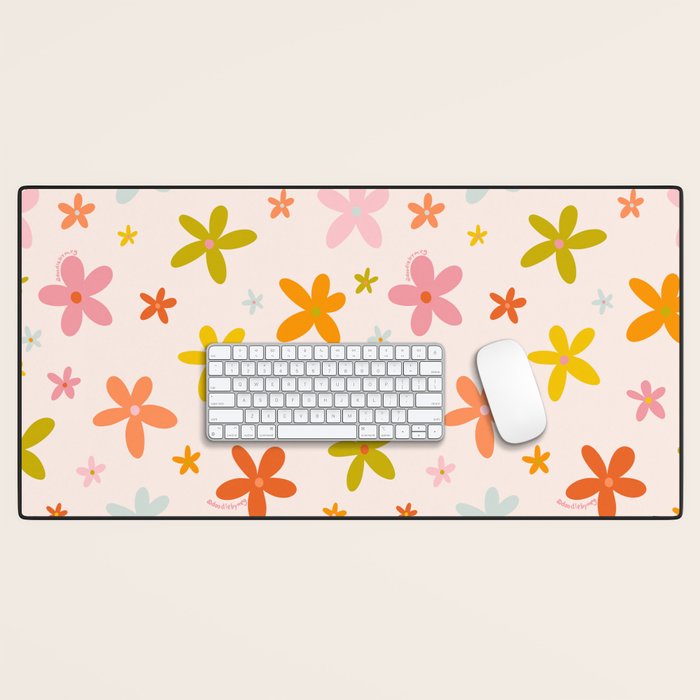 Rainbow Flower Print Desk Mat Gallery Image 1