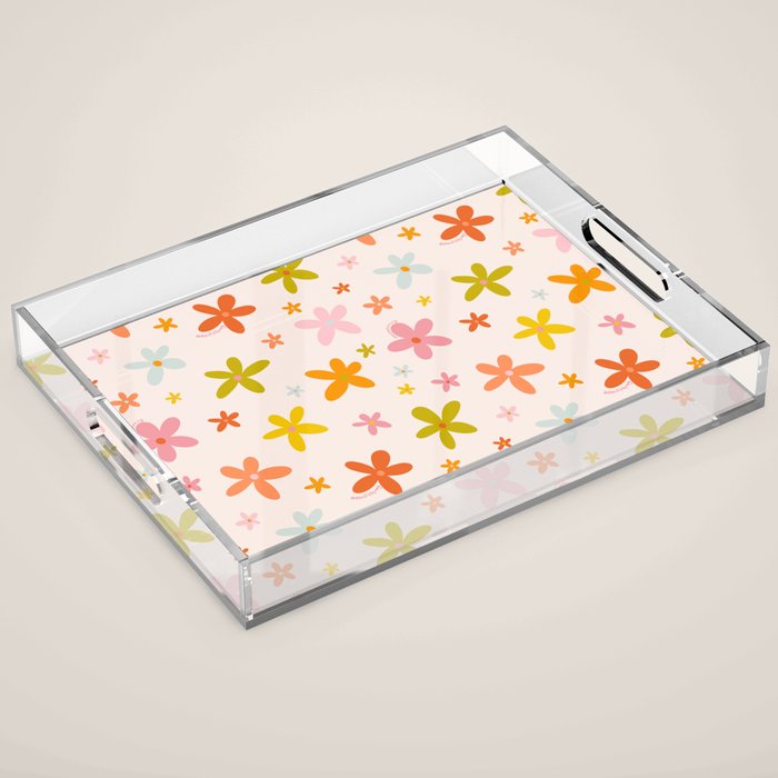 Rainbow Flower Print Acrylic Tray Gallery Image 1