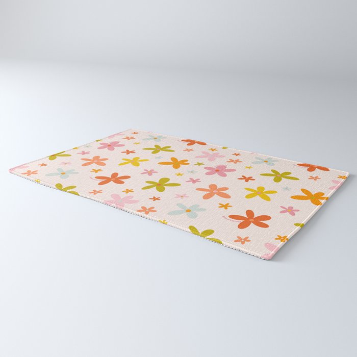 Rainbow Flower Print Rug Gallery Image 3