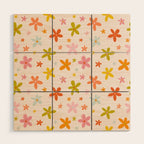 Rainbow Flower Print Wood Wall Art Gallery Image 1