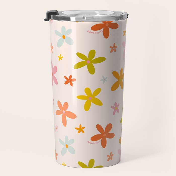 Rainbow Flower Print Travel Mug Gallery Image 3