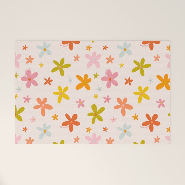 Rainbow Flower Print Welcome Mat Gallery Image 1