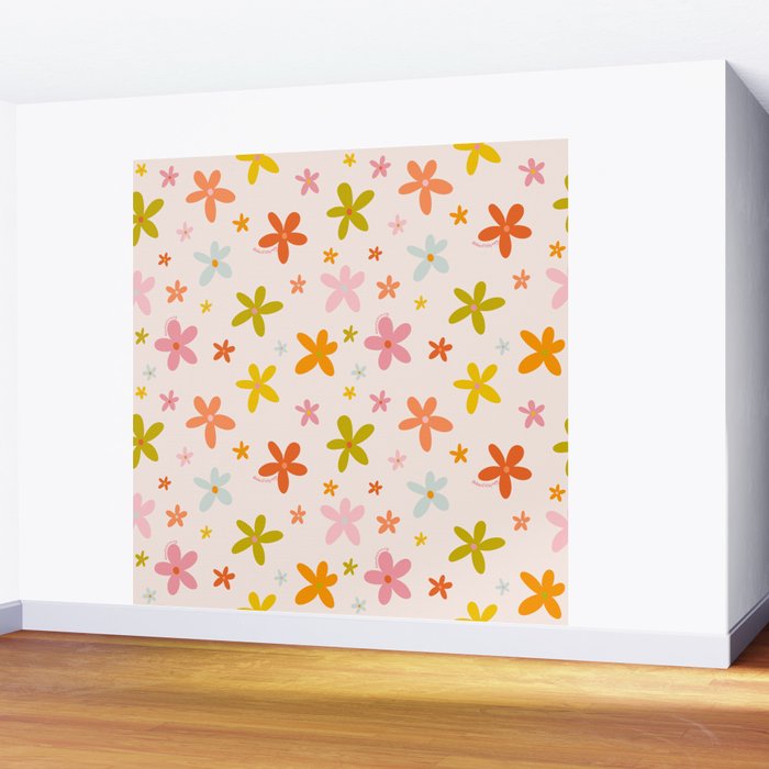 Rainbow Flower Print Wall Mural Gallery Image 2