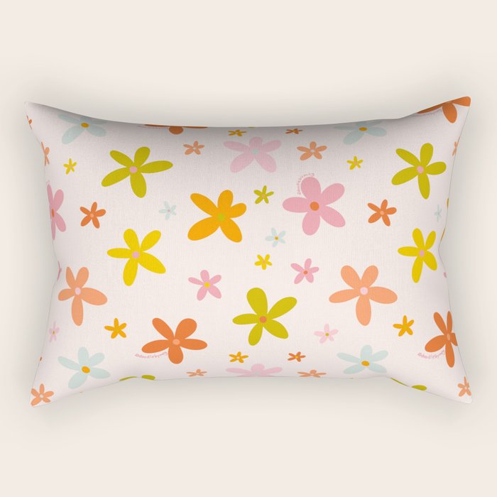 Rainbow Flower Print Rectangular Pillow Gallery Image 1