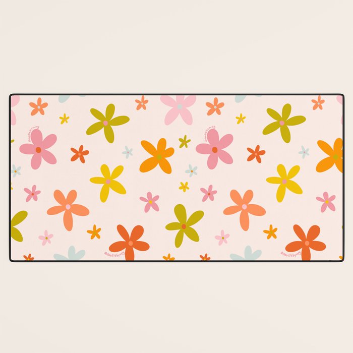 Rainbow Flower Print Desk Mat Gallery Image 3