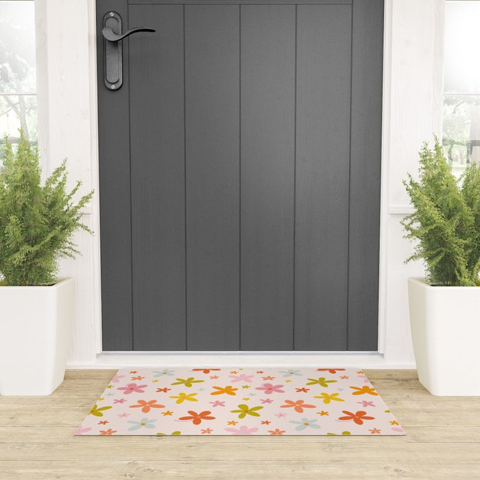 Rainbow Flower Print Welcome Mat Gallery Image 3