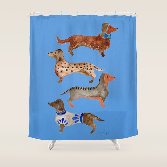 Dachshunds - Cornflower Blue Palette Shower Curtain Gallery Image 1