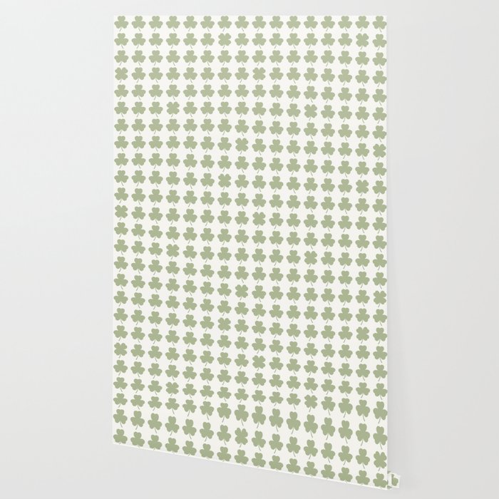 Clovers XXV Natural Green Botanical Pattern Wallpaper Gallery Image 2