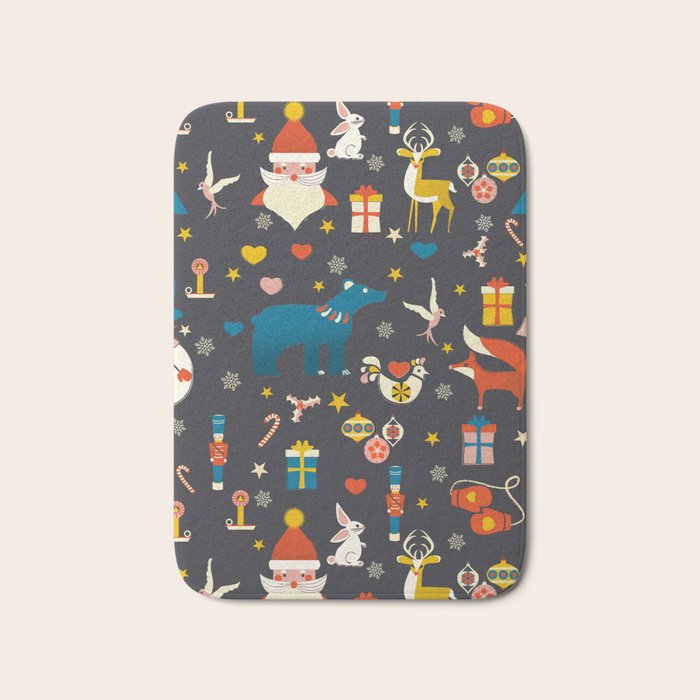 Christmas symbols pattern Bath Mat Gallery Image 1