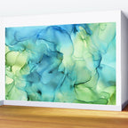 Blue Green Spring Marble Abstract Ink Painting Wall Mural Gallery Image 2