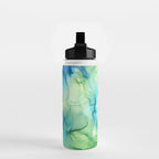 Blue Green Spring Marble Abstract Ink Painting Water Bottle Gallery Image 2