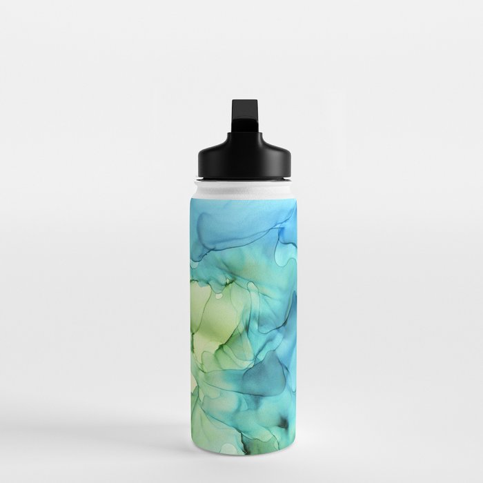 Blue Green Spring Marble Abstract Ink Painting Water Bottle Gallery Image 3