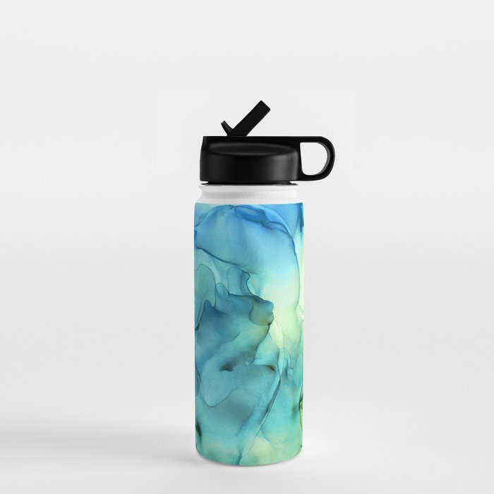 Blue Green Spring Marble Abstract Ink Painting Water Bottle Gallery Image 1
