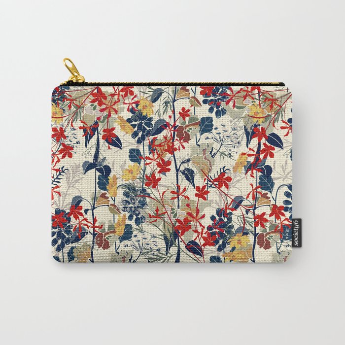 Wildflowers, Floral Prints, Red, Navy, Yellow Carry All Pouch Gallery Image 1