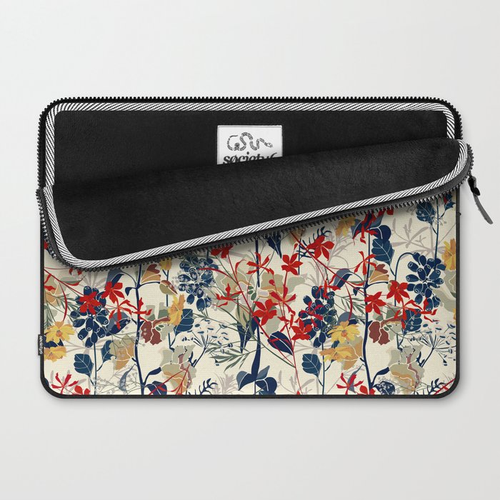 Wildflowers, Floral Prints, Red, Navy, Yellow Laptop Sleeve Gallery Image 2