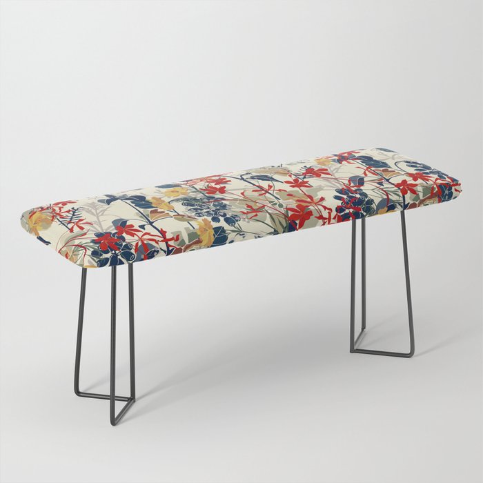Wildflowers, Floral Prints, Red, Navy, Yellow Bench Gallery Image 1