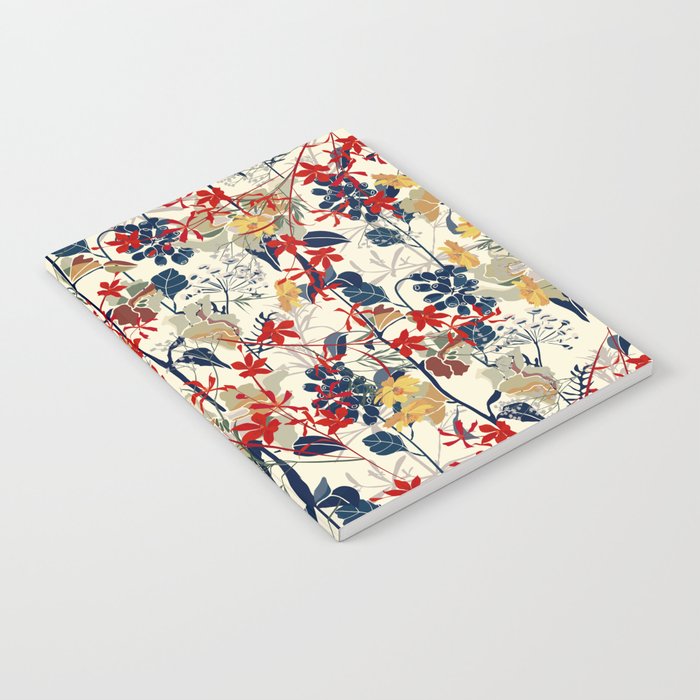 Wildflowers, Floral Prints, Red, Navy, Yellow Notebook Gallery Image 2