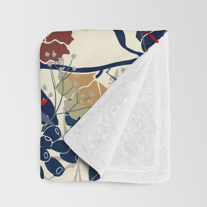 Wildflowers, Floral Prints, Red, Navy, Yellow Throw Blanket Gallery Image 3