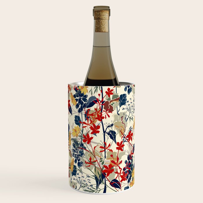 Wildflowers, Floral Prints, Red, Navy, Yellow Wine Chiller Gallery Image 1