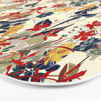 Wildflowers, Floral Prints, Red, Navy, Yellow Bath Mat Gallery Image 3