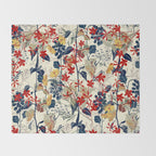 Wildflowers, Floral Prints, Red, Navy, Yellow Throw Blanket Gallery Image 2