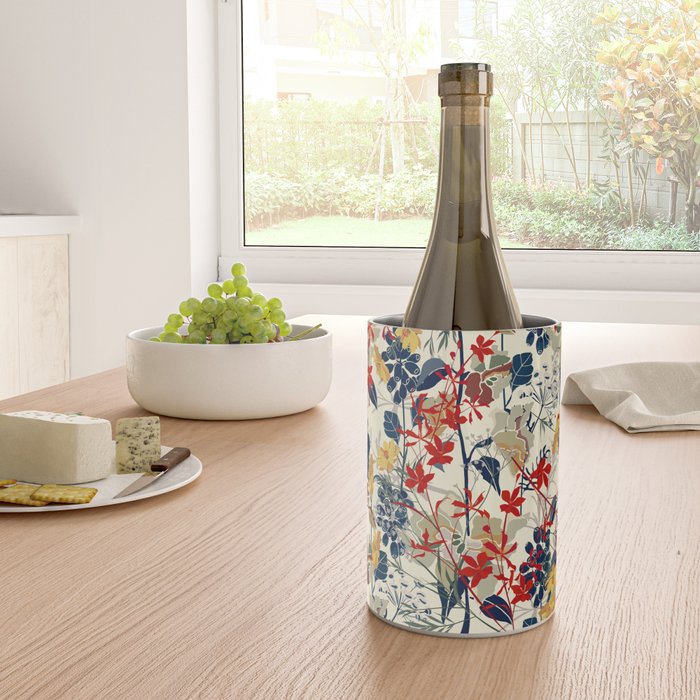 Wildflowers, Floral Prints, Red, Navy, Yellow Wine Chiller Gallery Image 4