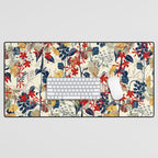 Wildflowers, Floral Prints, Red, Navy, Yellow Desk Mat Gallery Image 1