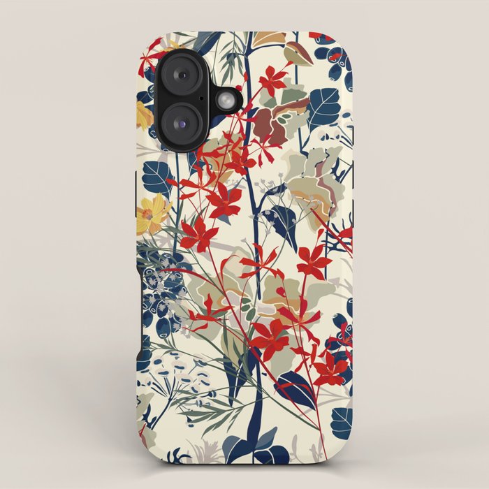 Wildflowers, Floral Prints, Red, Navy, Yellow iPhone Case Gallery Image 1