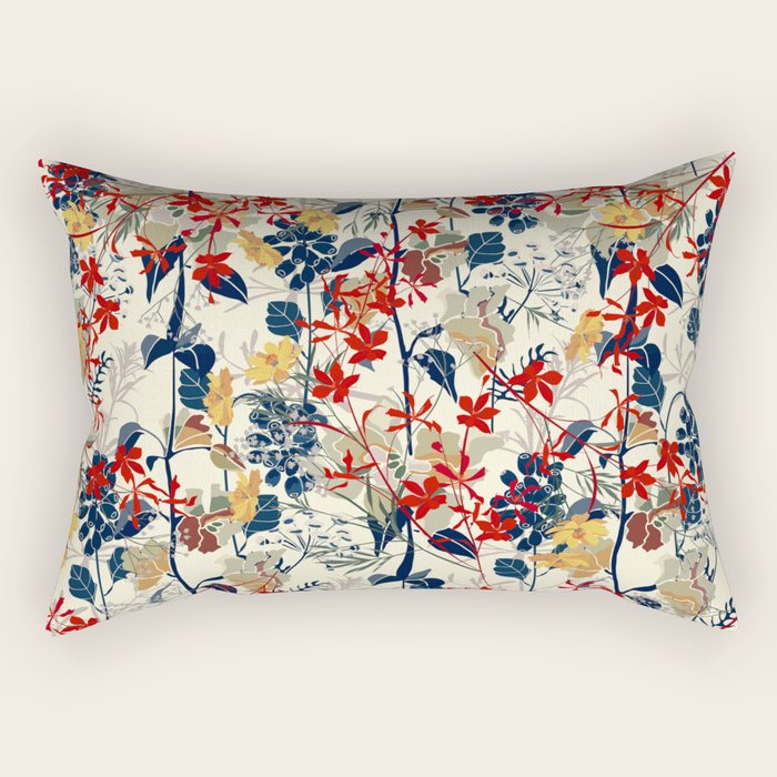 Wildflowers, Floral Prints, Red, Navy, Yellow Rectangular Pillow Gallery Image 2
