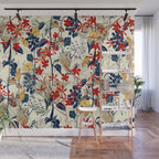 Wildflowers, Floral Prints, Red, Navy, Yellow Wall Mural Gallery Image 1