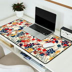 Wildflowers, Floral Prints, Red, Navy, Yellow Desk Mat Gallery Image 2