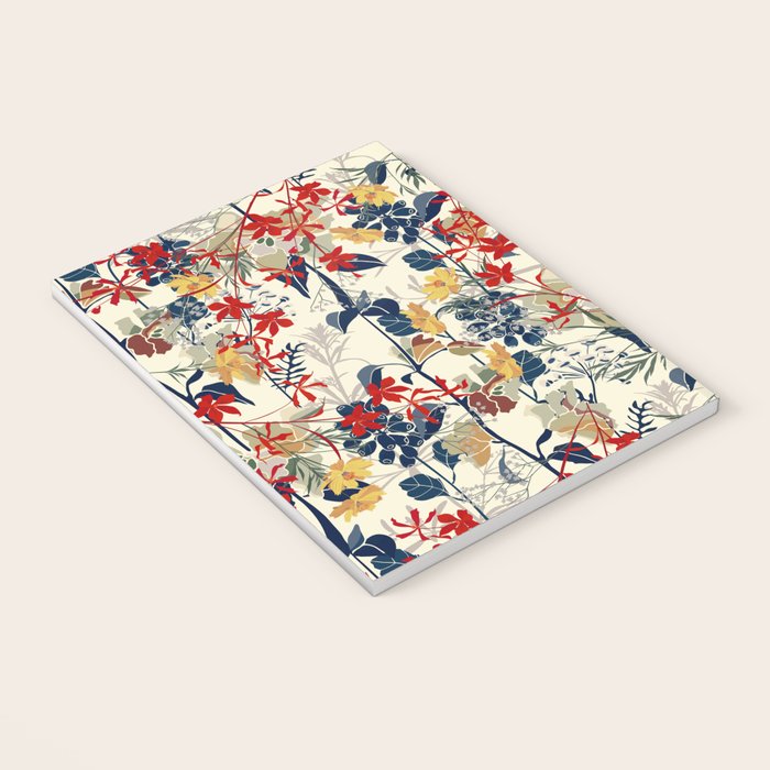 Wildflowers, Floral Prints, Red, Navy, Yellow Notebook Gallery Image 3