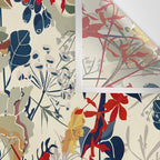 Wildflowers, Floral Prints, Red, Navy, Yellow Wall Tapestry Gallery Image 3