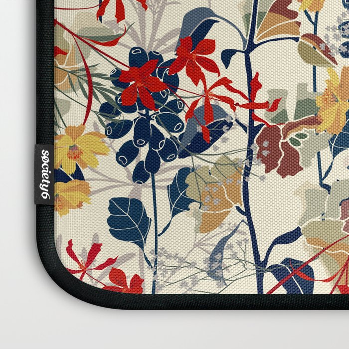 Wildflowers, Floral Prints, Red, Navy, Yellow Laptop Sleeve Gallery Image 3