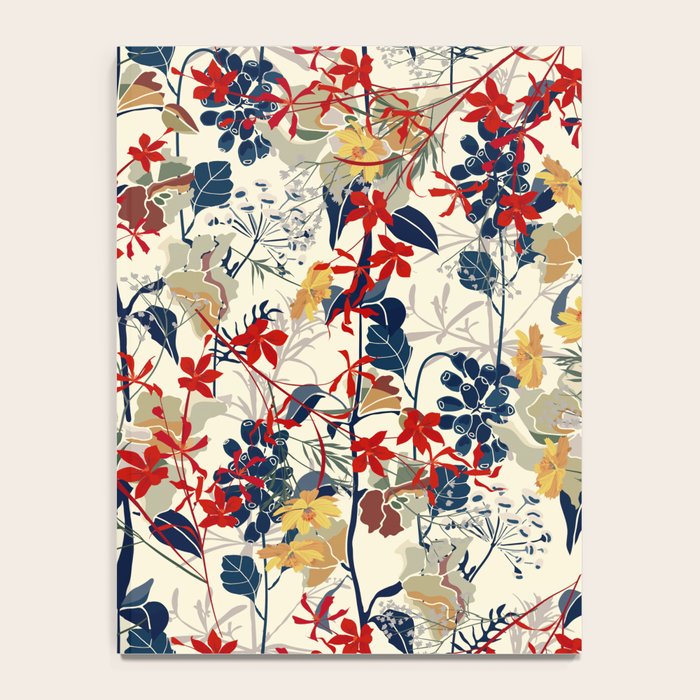 Wildflowers, Floral Prints, Red, Navy, Yellow Notebook Gallery Image 4