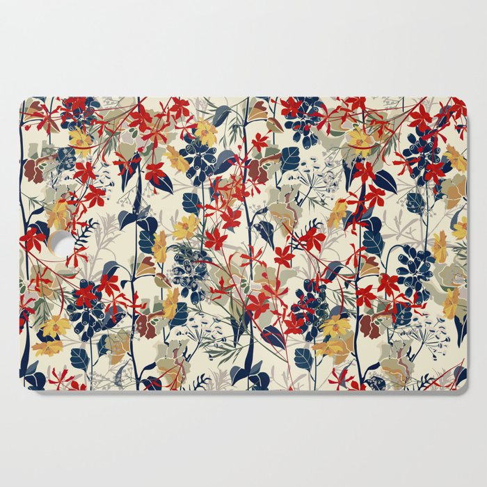 Wildflowers, Floral Prints, Red, Navy, Yellow Cutting Board Gallery Image 1