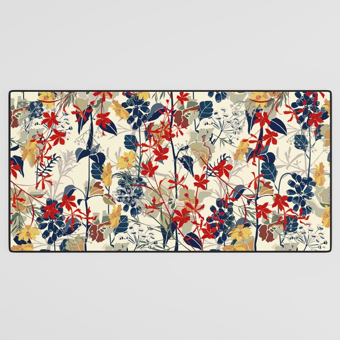 Wildflowers, Floral Prints, Red, Navy, Yellow Desk Mat Gallery Image 3